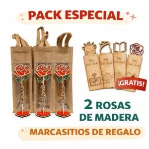 2 Rosa Madera + Punto de Libro Gratis