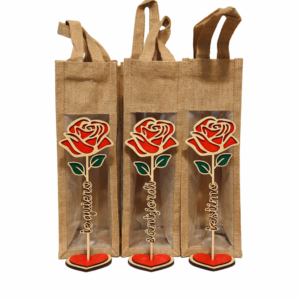 Rosa de Madera Sant Jordi con Bolsa de Yute